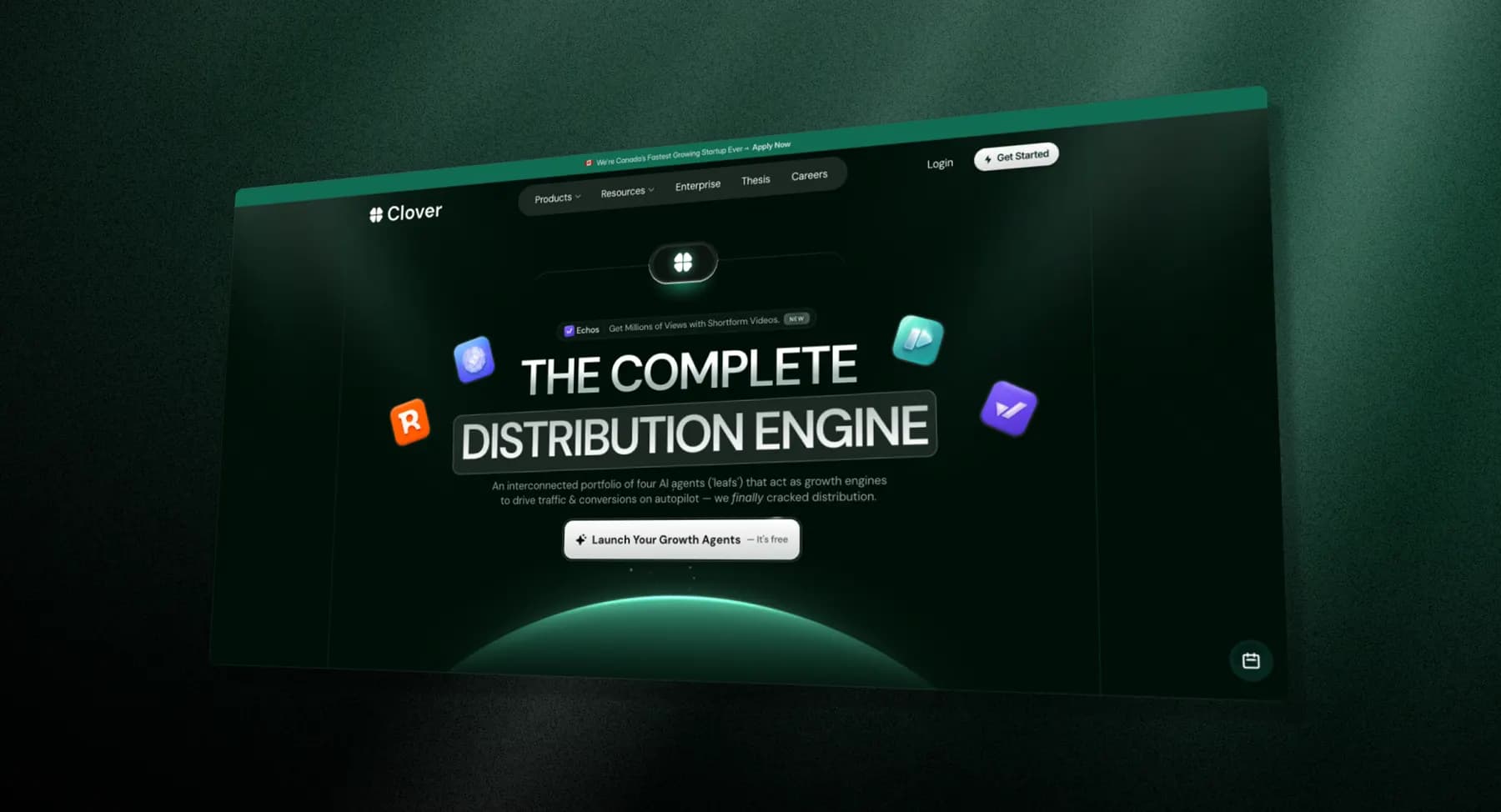 Clover Labs distribution product and consumer iOS app studio work, anchored by Echos.